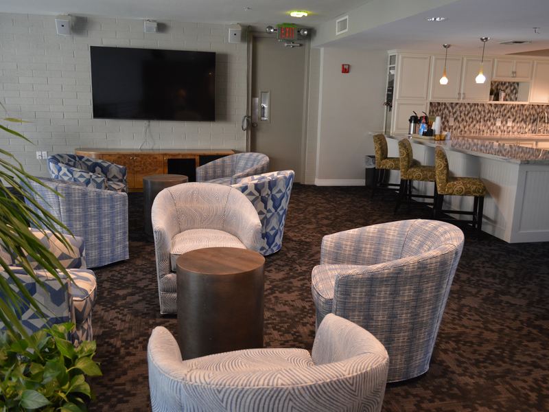 TV lounge area adjoining the coffee bar